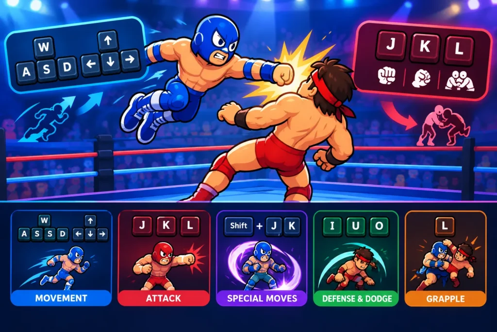 wrestle bros keyboard controls